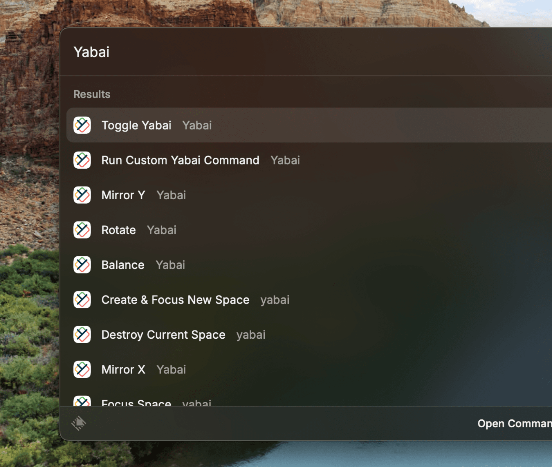 Yabai Raycast extension - TypeScript integration for Yabai window manager